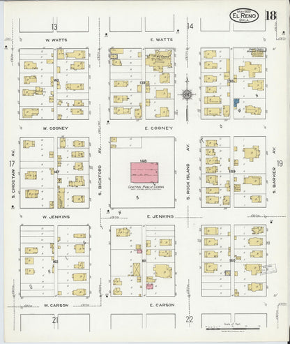 Sanborn Fire Insurance Map from El Reno, Canadian County, Oklahoma (1920), Sheet #0018 - Complete Map Set gallery image, historic Sanborn map, vintage wall art, Oklahoma Oklahoma