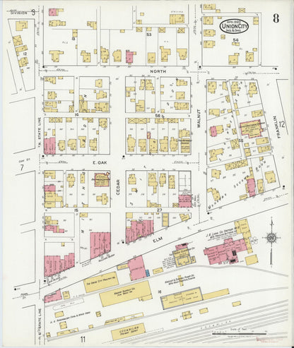 Sanborn Fire Insurance Map from Union City, Randolph County, Indiana (1920), Sheet #0008 - Complete Map Set gallery image, historic Sanborn map, vintage wall art, Indiana Indiana
