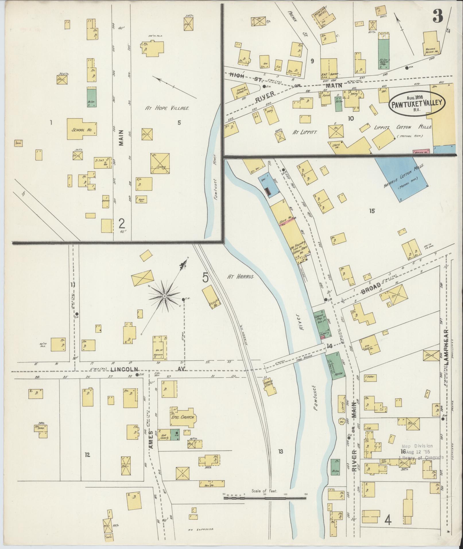 Sanborn Fire Insurance Map from Pawtuxet Valley, Kent and Providence Counties, Rhode Island (1898), Sheet #0003 - Historic Sanborn Fire Insurance Map Print, vintage old map wall art, antique decor, genealogy gift, Washington Washington map