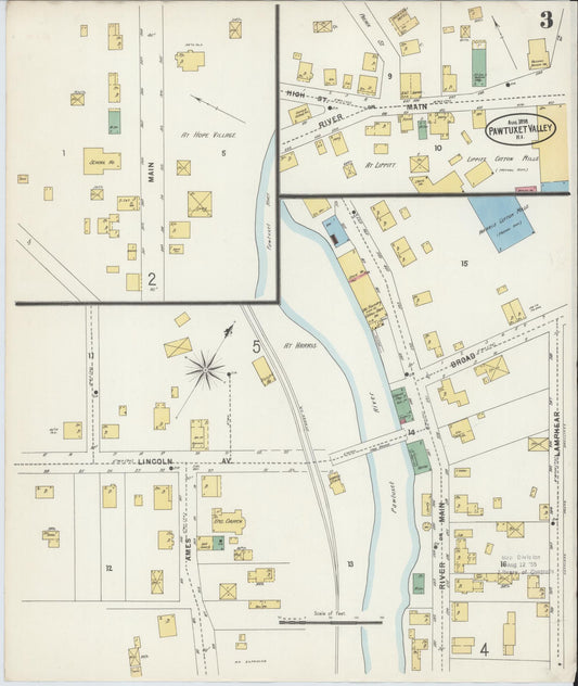 Sanborn Fire Insurance Map from Pawtuxet Valley, Kent and Providence Counties, Rhode Island (1898), Sheet #0003 - Historic Sanborn Fire Insurance Map Print, vintage old map wall art, antique decor, genealogy gift, Washington Washington map