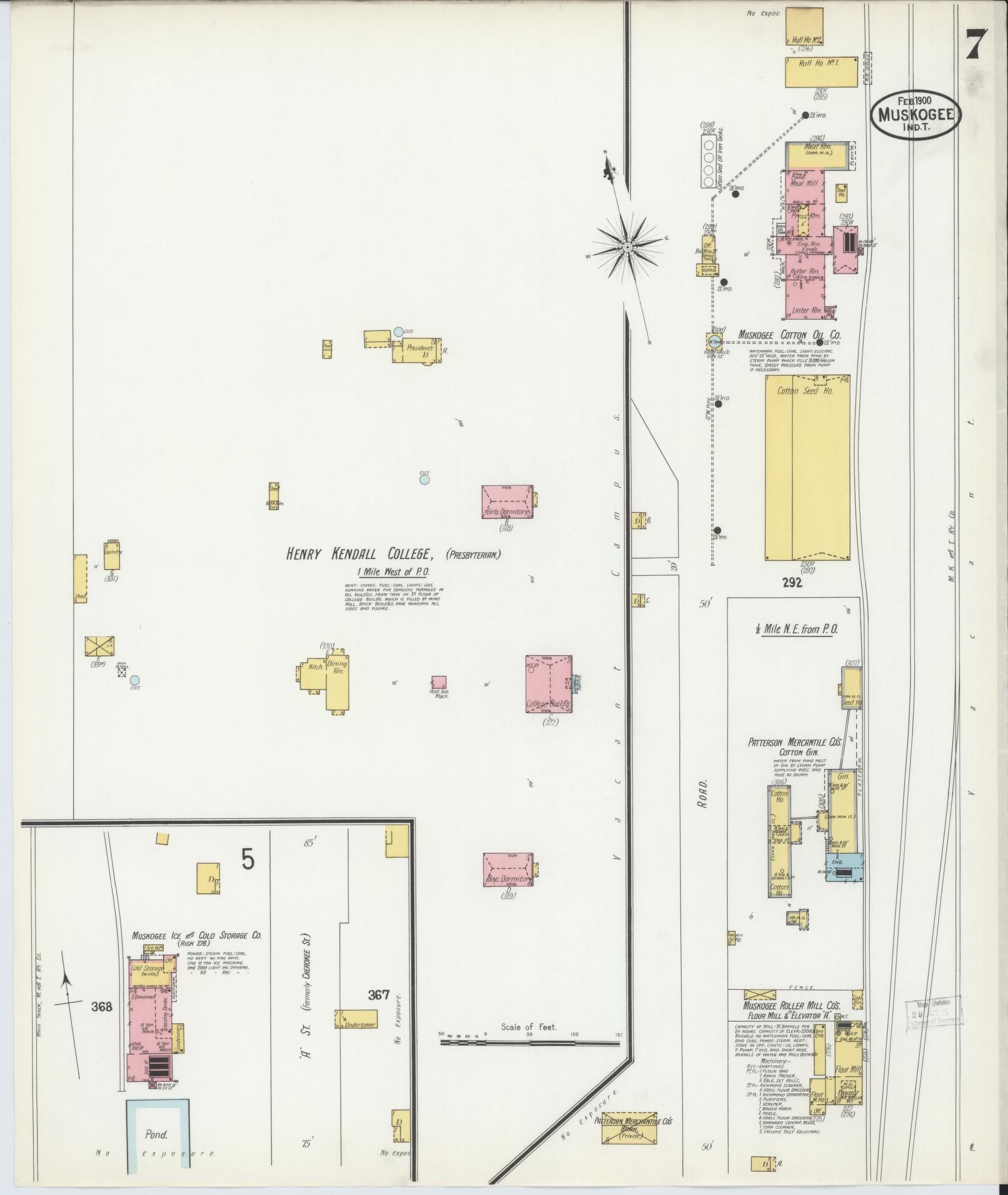Sanborn Fire Insurance Map from Muskogee, Muskogee County, Oklahoma (1900), Sheet #0007 - Complete Map Set gallery image, historic Sanborn map, vintage wall art, Oklahoma Oklahoma