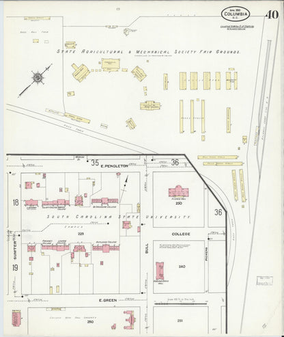 Sanborn Fire Insurance Map from Columbia, Richland County, South Carolina (1910), Sheet #0040 - Complete Map Set gallery image, historic Sanborn map, vintage wall art, South Carolina South Carolina