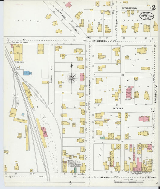 Sanborn Fire Insurance Map from Ravenna, Portage County, Ohio (1904), Sheet #0002 - Historic Sanborn Fire Insurance Map Print, vintage old map wall art, antique decor, genealogy gift, Ohio Ohio map