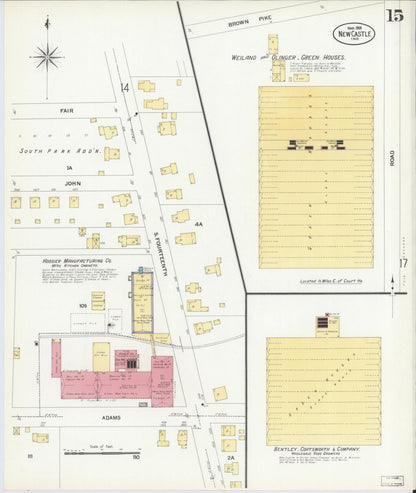Sanborn Fire Insurance Map from New Castle, Henry County, Indiana (1908), Sheet #0015 - Historic Sanborn Fire Insurance Map Print, vintage old map wall art, antique decor, genealogy gift, Indiana Indiana map