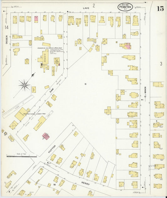 Sanborn Fire Insurance Map from Penn Yan, Yates County, New York (1909), Sheet #0015 - Historic Sanborn Fire Insurance Map Print, vintage old map wall art, antique decor, genealogy gift, New York New York map