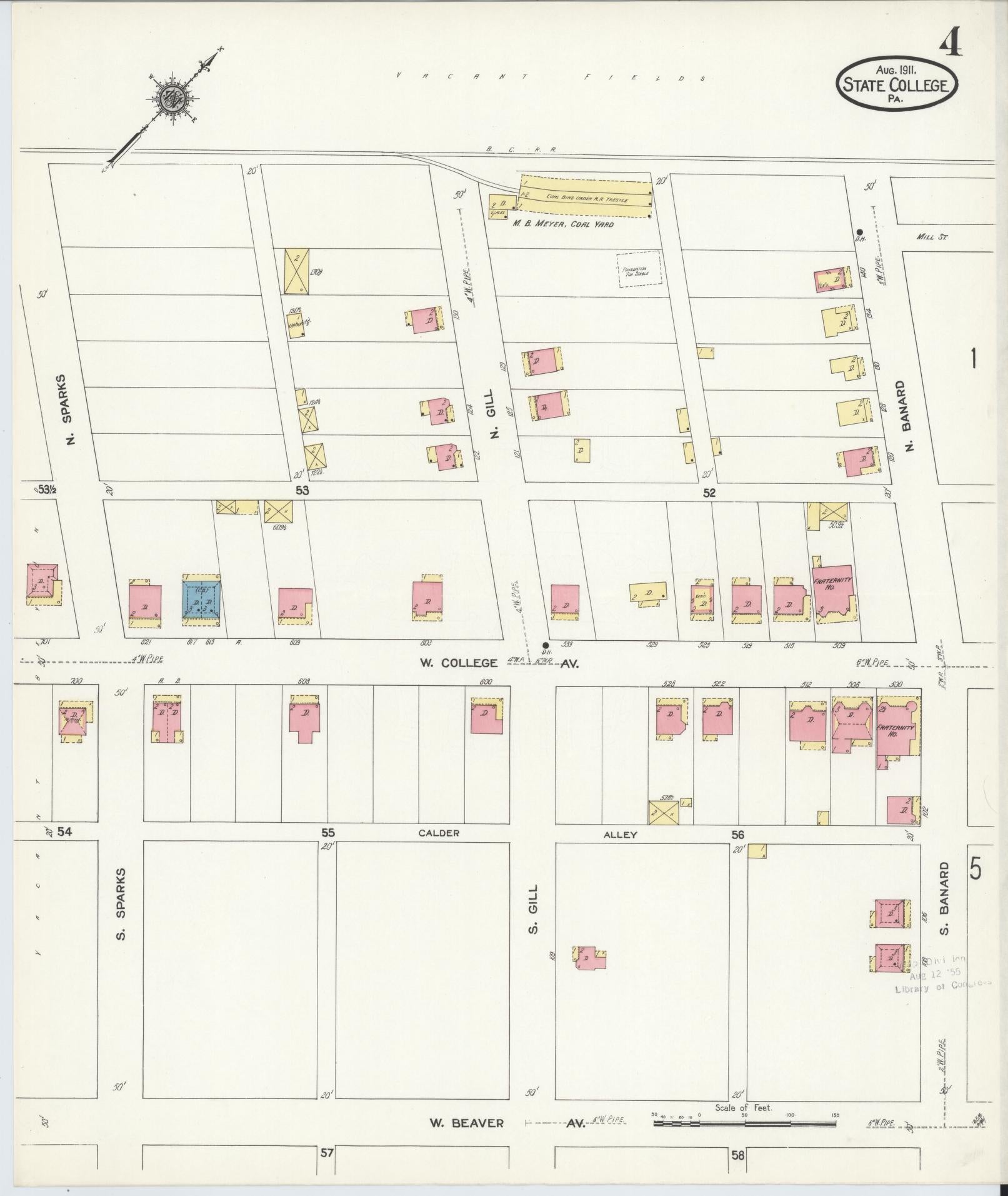 Sanborn Fire Insurance Map from State College, Centre County, Pennsylvania (1911), Sheet #0004 - Complete Map Set gallery image, historic Sanborn map, vintage wall art, Pennsylvania Pennsylvania