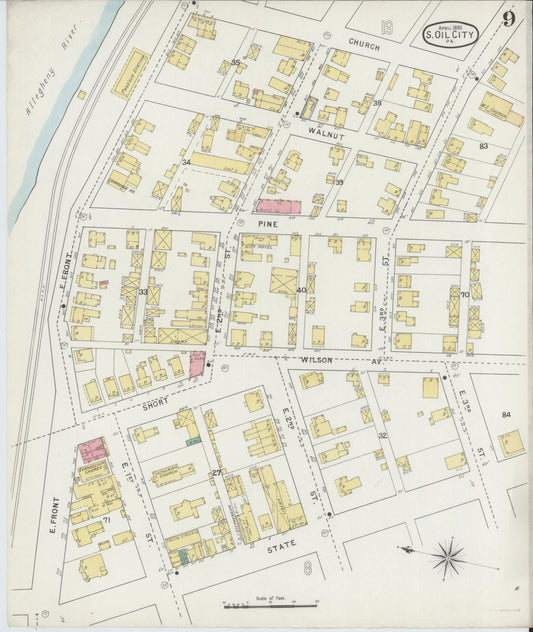 Sanborn Fire Insurance Map from Oil City, Venango County, Pennsylvania (1895), Sheet #0009 - Historic Sanborn Fire Insurance Map Print, vintage old map wall art, antique decor, genealogy gift, Pennsylvania Pennsylvania map