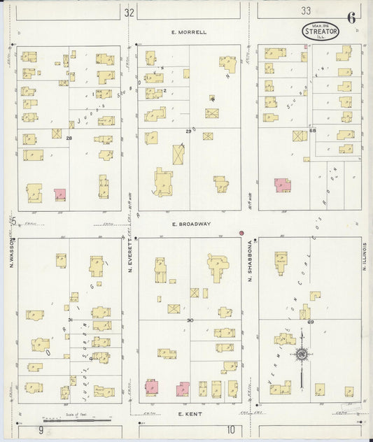 Sanborn Fire Insurance Map from Streator, La Salle County, Illinois (1916), Sheet #0006 - Historic Sanborn Fire Insurance Map Print, vintage old map wall art, antique decor, genealogy gift, Illinois Illinois map