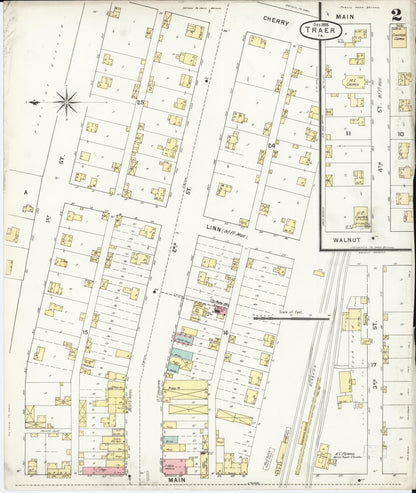 Sanborn Fire Insurance Map from Traer, Tama County, Iowa (1895), Sheet #0002 - Historic Sanborn Fire Insurance Map Print, vintage old map wall art