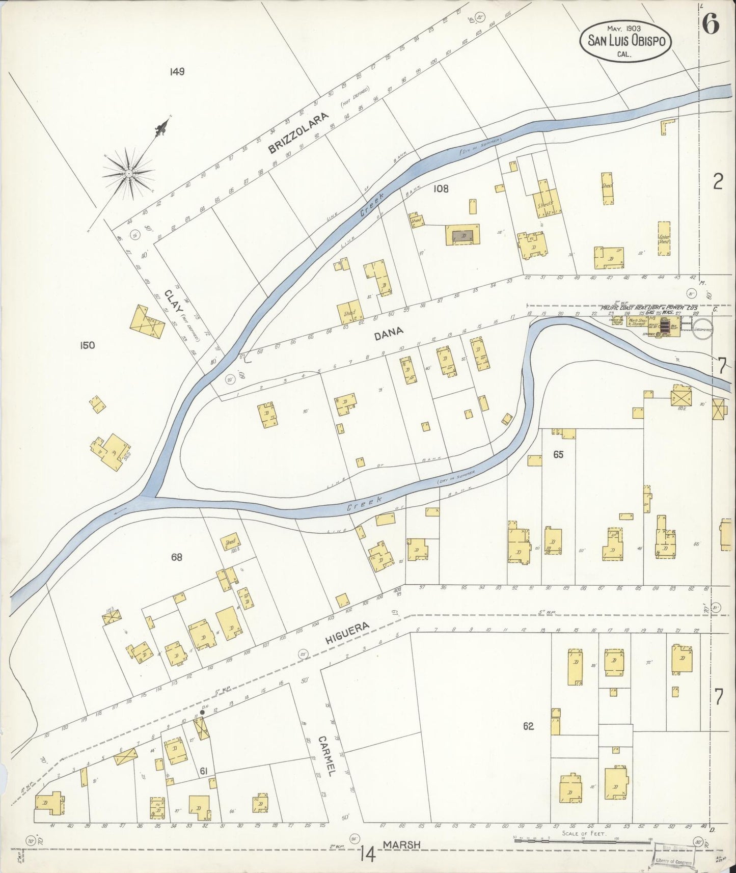 Sanborn Fire Insurance Map from San Luis Obispo, San Luis Obispo County, California (1903), Sheet #0006 - Complete Map Set gallery image, historic Sanborn map, vintage wall art, California California