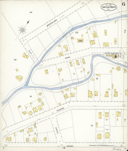 Sanborn Fire Insurance Map from San Luis Obispo, San Luis Obispo County, California (1903), Sheet #0006 - Complete Map Set gallery image, historic Sanborn map, vintage wall art, California California