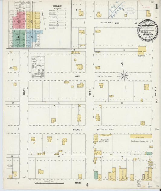 Sanborn Fire Insurance Map from Duncan, Stephens County, Oklahoma. (1898) – Historic Sanborn Fire Insurance Map Print