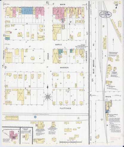 Sanborn Fire Insurance Map from Luverne, Rock County, Minnesota (1907), Sheet #0007 - Historic Sanborn Fire Insurance Map Print, vintage old map wall art, antique decor, genealogy gift, Minnesota Minnesota map