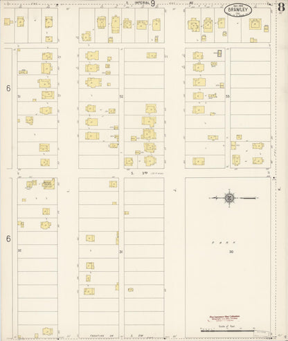 Sanborn Fire Insurance Map from Brawley, Imperial County, California (1916), Sheet #0008 - Historic Sanborn Fire Insurance Map Print, vintage old map wall art, antique decor, genealogy gift, California California map