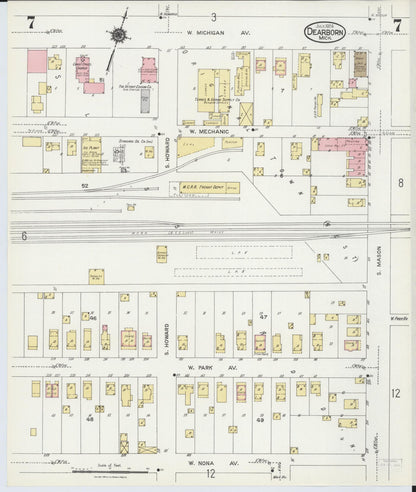 Sanborn Fire Insurance Map from Dearborn, Wayne County, Michigan (1924), Sheet #0007 - Complete Map Set gallery image, historic Sanborn map, vintage wall art, Michigan Michigan