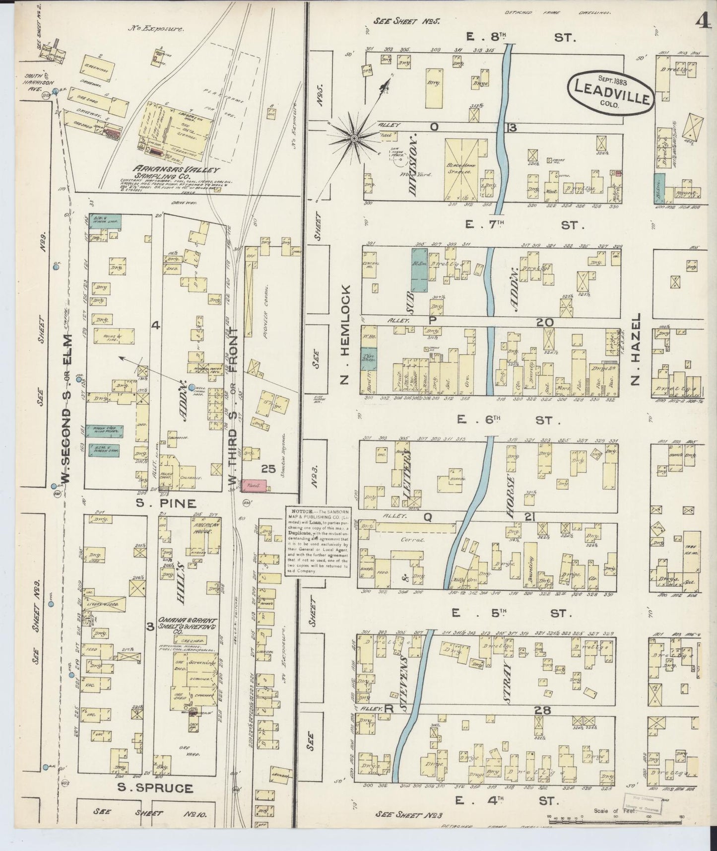 Sanborn Fire Insurance Map from Leadville, Lake County, Colorado (1883), Sheet #0004 - Complete Map Set gallery image, historic Sanborn map, vintage wall art, Colorado Colorado