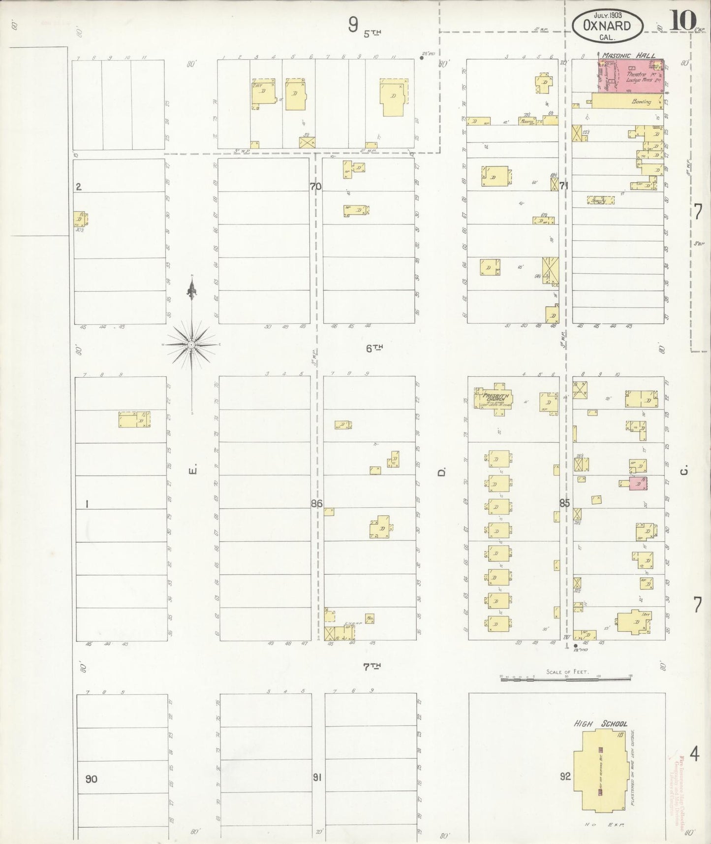 Sanborn Fire Insurance Map from Oxnard, Ventura County, California (1903), Sheet #0010 - Complete Map Set gallery image, historic Sanborn map, vintage wall art, California California