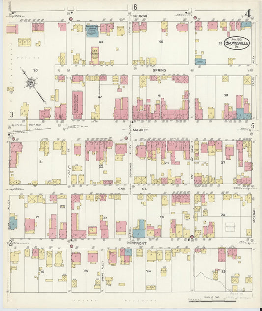 Sanborn Fire Insurance Map from Brownsville, Fayette County, Pennsylvania (1913), Sheet #0004 - Historic Sanborn Fire Insurance Map Print, vintage old map wall art, antique decor, genealogy gift, Pennsylvania Pennsylvania map
