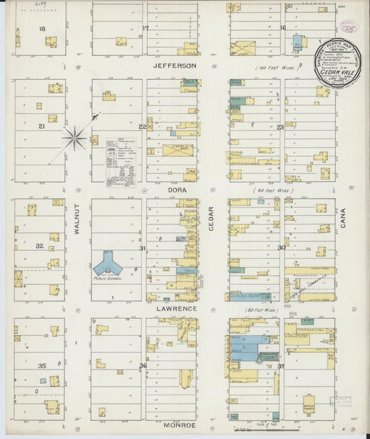 Sanborn Fire Insurance Map from Cedar Vale, Chautauqua County, Kansas (1894), Sheet #0001 - Historic Sanborn Fire Insurance Map Print, vintage old map wall art, antique decor, genealogy gift, Kansas Kansas map