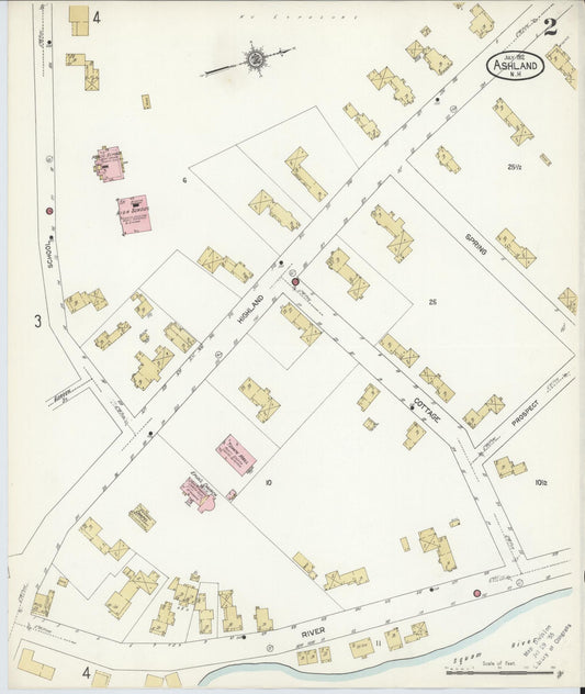 Sanborn Fire Insurance Map from Ashland, Grafton County, New Hampshire (1912), Sheet #0002 - Historic Sanborn Fire Insurance Map Print, vintage old map wall art, antique decor, genealogy gift, New Hampshire New Hampshire map