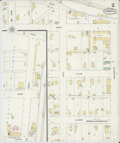 Sanborn Fire Insurance Map from Mansfield, Piatt County, Illinois (1898), Sheet #0002 - Complete Map Set gallery image, historic Sanborn map, vintage wall art, Illinois Illinois