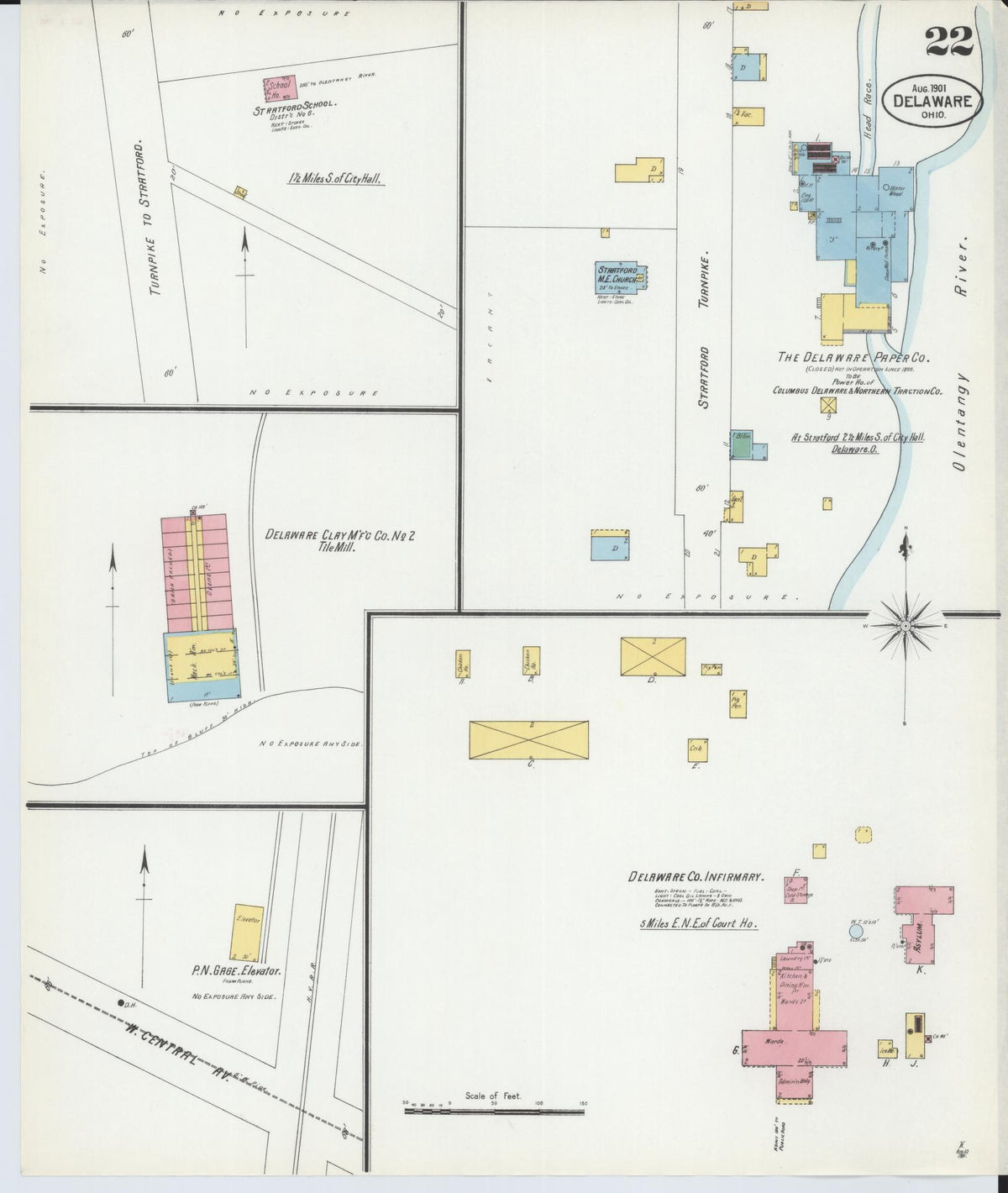 Sanborn Fire Insurance Map from Delaware, Delaware County, Ohio (1901), Sheet #0022 - Complete Map Set gallery image, historic Sanborn map, vintage wall art, Sanborn Fire Insurance Map from Delaware Delaware