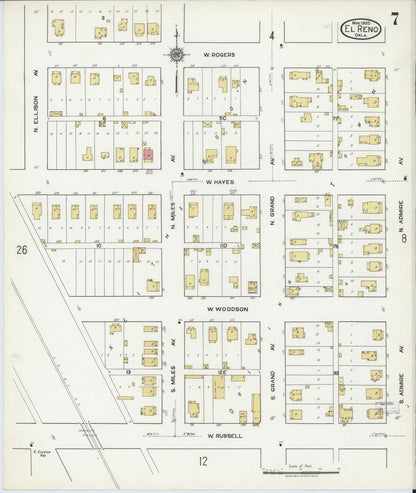 Sanborn Fire Insurance Map from El Reno, Canadian County, Oklahoma (1920), Sheet #0007 - Complete Map Set gallery image, historic Sanborn map, vintage wall art, Oklahoma Oklahoma