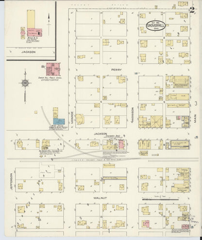 Sanborn Fire Insurance Map from Grover Hill, Paulding County, Ohio (1913), Sheet #0002 - Historic Sanborn Fire Insurance Map Print, vintage old map wall art, antique decor, genealogy gift, Ohio Ohio map