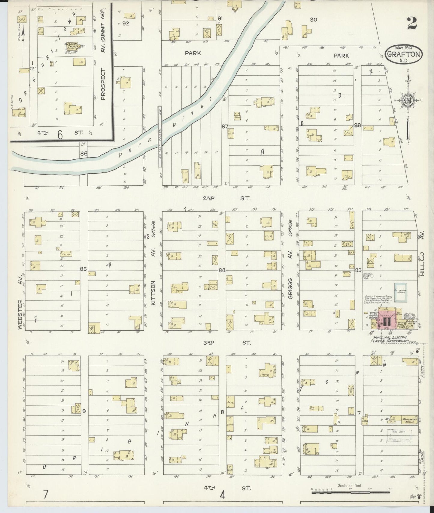 Sanborn Fire Insurance Map from Grafton, Walsh County, North Dakota (1914), Sheet #0002 - Historic Sanborn Fire Insurance Map Print, vintage old map wall art, antique decor, genealogy gift, North Dakota North Dakota map