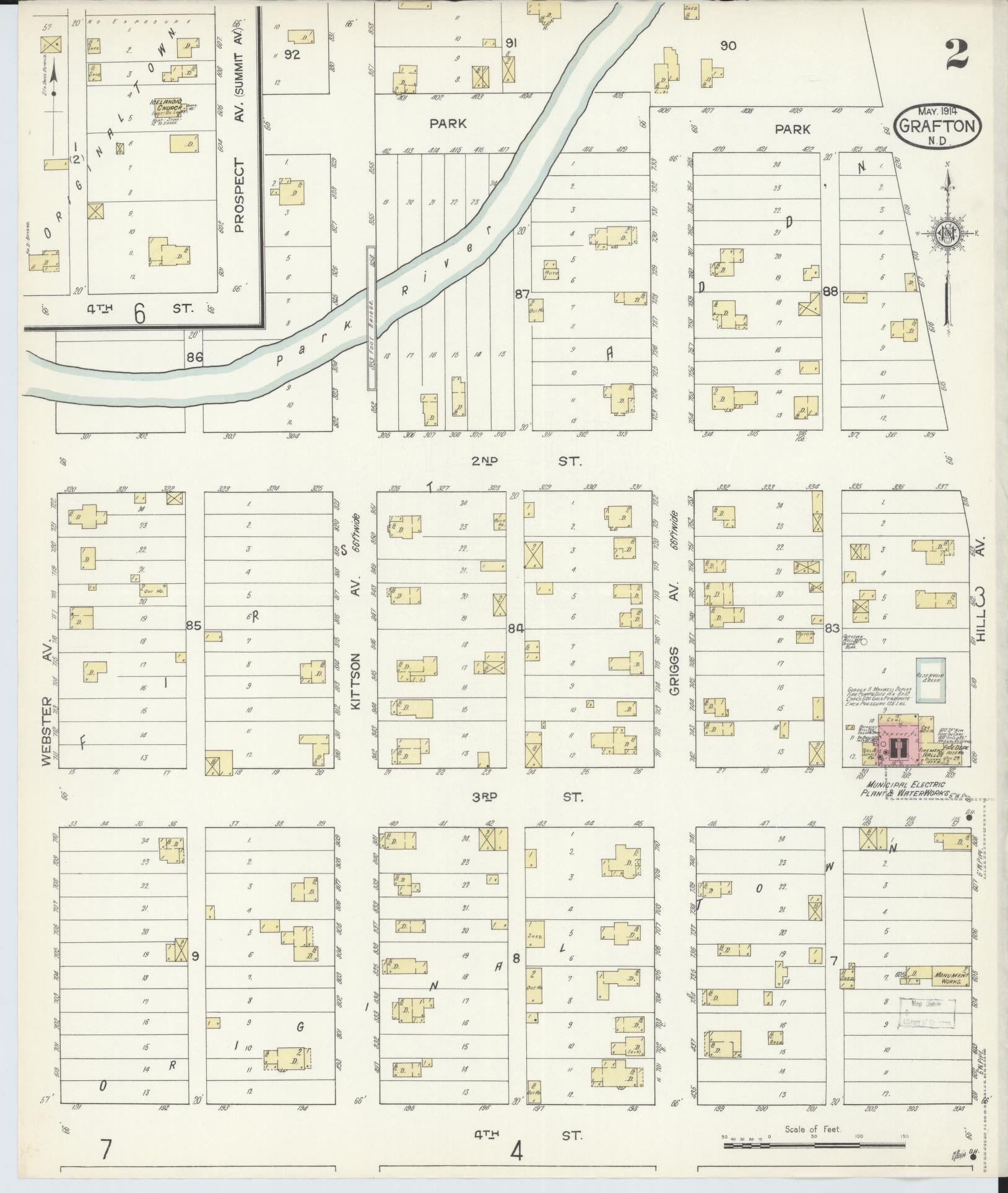 Sanborn Fire Insurance Map from Grafton, Walsh County, North Dakota (1914), Sheet #0002 - Historic Sanborn Fire Insurance Map Print, vintage old map wall art, antique decor, genealogy gift, North Dakota North Dakota map
