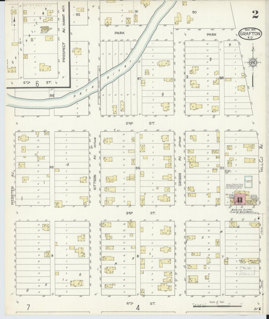 Sanborn Fire Insurance Map from Grafton, Walsh County, North Dakota (1914), Sheet #0002 - Historic Sanborn Fire Insurance Map Print, vintage old map wall art, antique decor, genealogy gift, North Dakota North Dakota map
