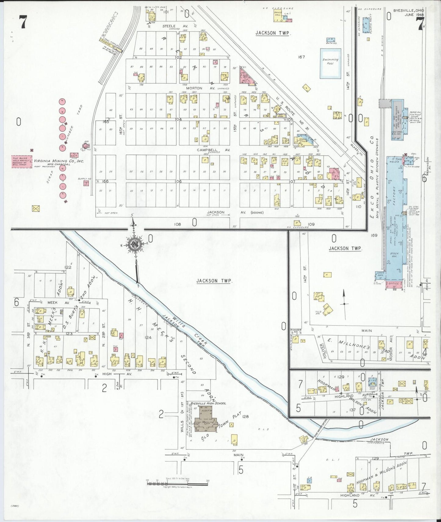 Sanborn Fire Insurance Map from Byesville, Guernsey County, Ohio (1948), Sheet #0007 - Complete Map Set gallery image, historic Sanborn map, vintage wall art, Ohio Ohio