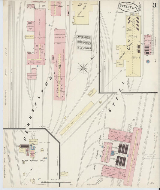 Sanborn Fire Insurance Map from Steelton, Dauphin County, Pennsylvania (1884), Sheet #0003 - Historic Sanborn Fire Insurance Map Print, vintage old map wall art, antique decor, genealogy gift, Pennsylvania Pennsylvania map