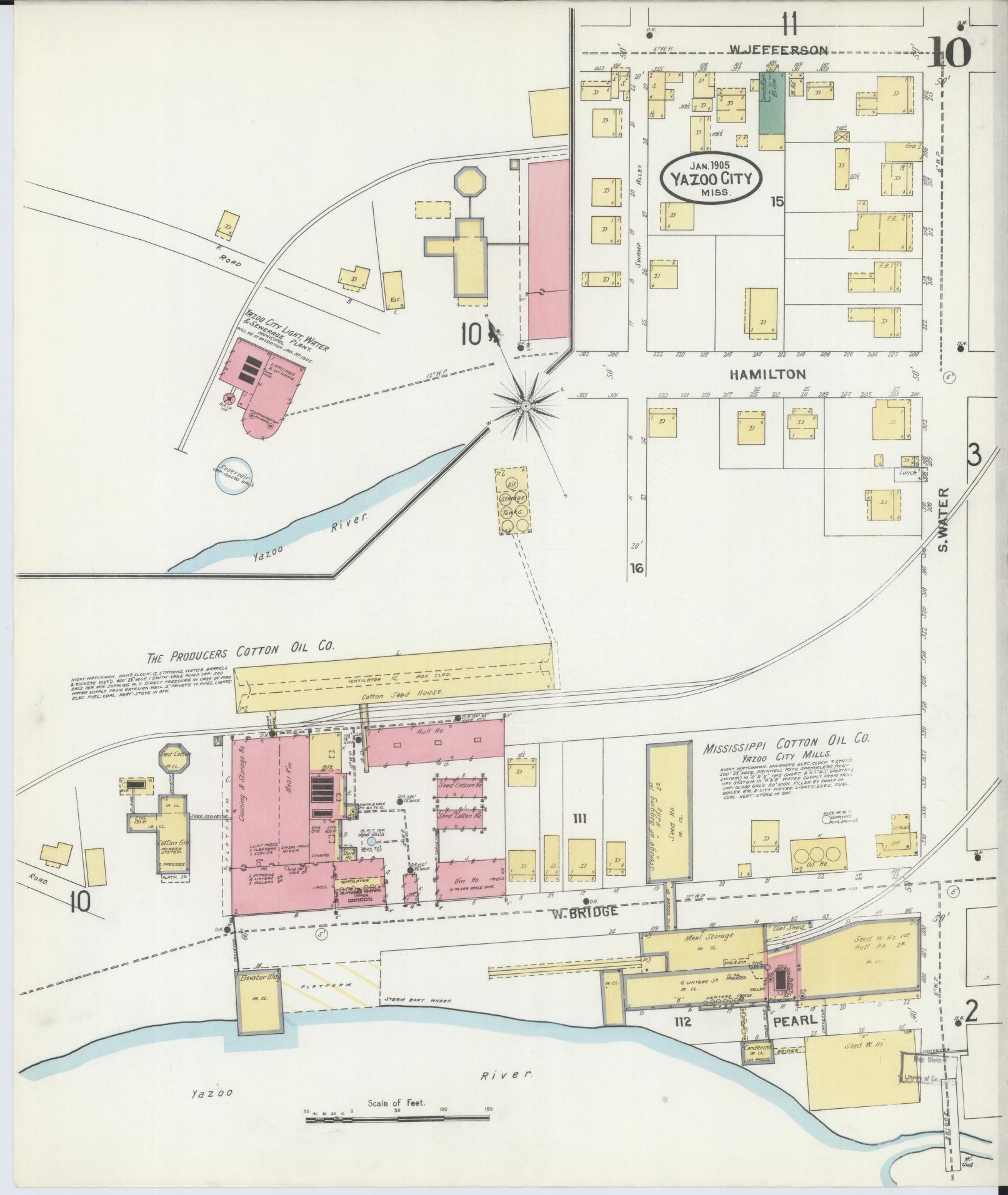 Sanborn Fire Insurance Map from Yazoo City, Yazoo County, Mississippi (1905), Sheet #0010 - Complete Map Set gallery image, historic Sanborn map, vintage wall art, Mississippi Mississippi