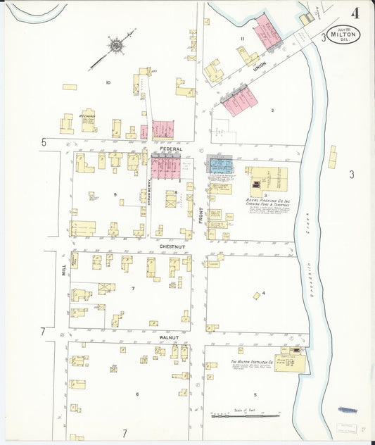 Sanborn Fire Insurance Map from Milton, Sussex County, Delaware (1911), Sheet #0004 - Historic Sanborn Fire Insurance Map Print, vintage old map wall art, antique decor, genealogy gift, Delaware Delaware map