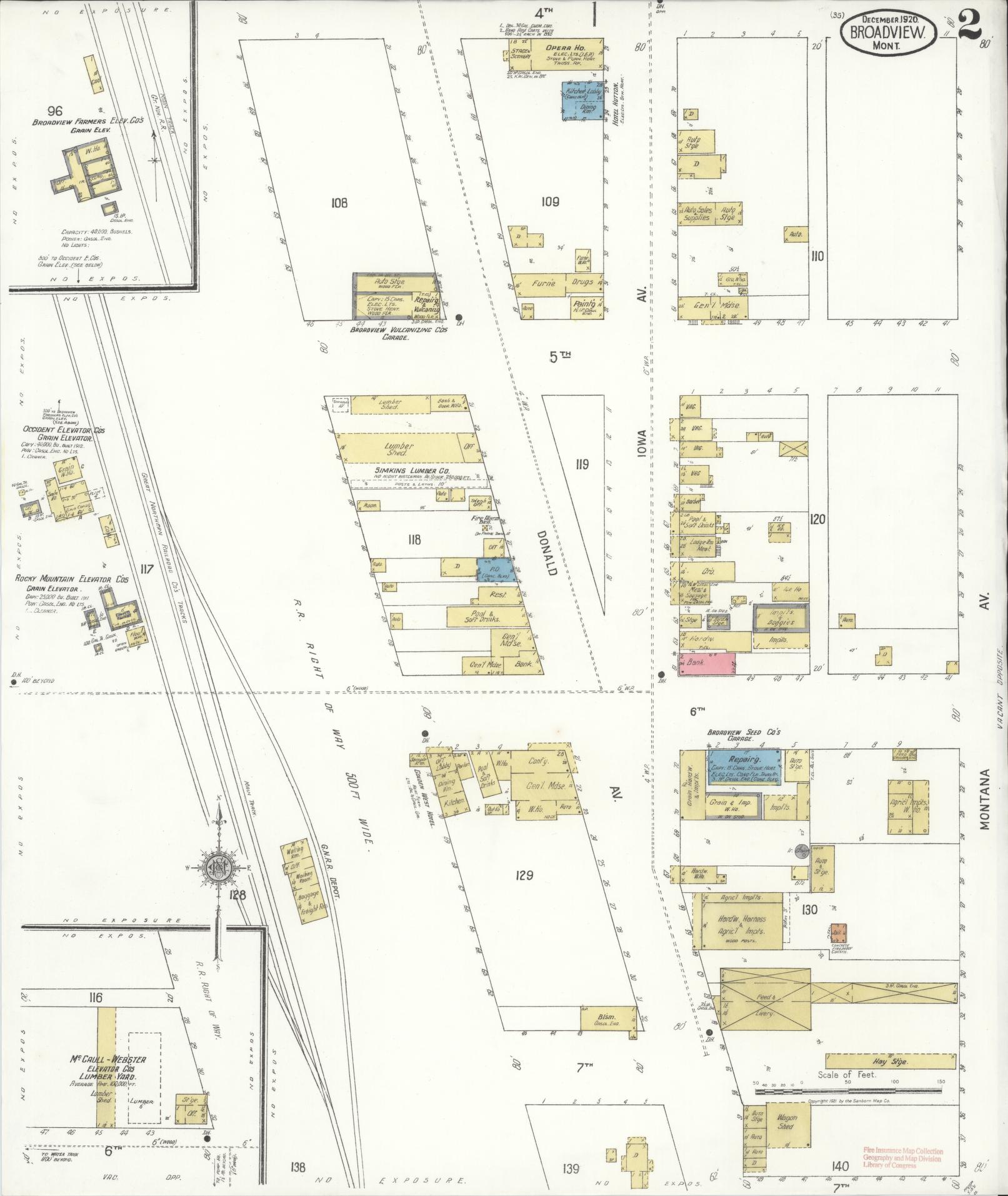 Sanborn Fire Insurance Map from Broadview, Yellowstone County, Montana (1920), Sheet #0002 - Historic Sanborn Fire Insurance Map Print, vintage old map wall art, antique decor, genealogy gift, Montana Montana map