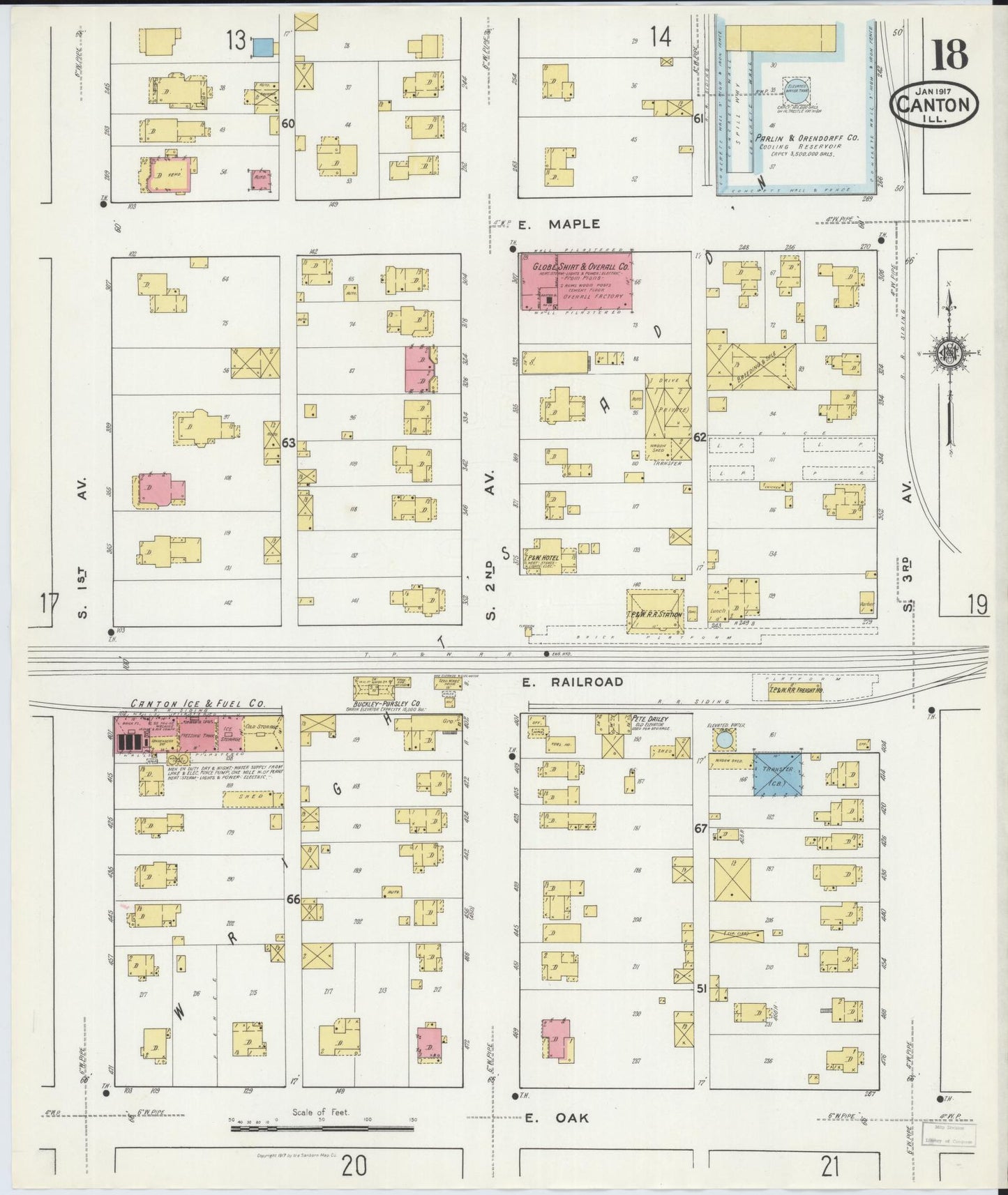 Sanborn Fire Insurance Map from Canton, Fulton County, Illinois (1917), Sheet #0018 - Historic Sanborn Fire Insurance Map Print, vintage old map wall art, antique decor, genealogy gift, Illinois Illinois map