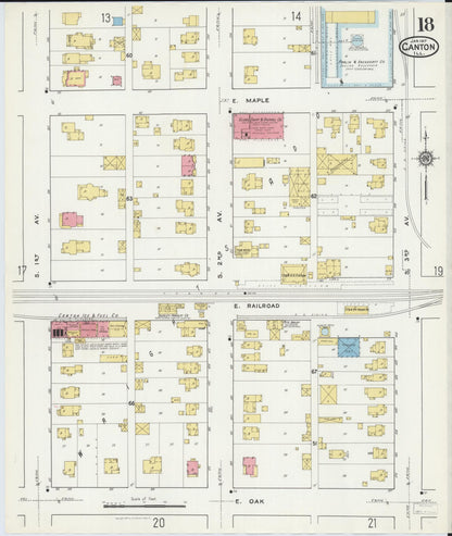 Sanborn Fire Insurance Map from Canton, Fulton County, Illinois (1917), Sheet #0018 - Historic Sanborn Fire Insurance Map Print, vintage old map wall art, antique decor, genealogy gift, Illinois Illinois map