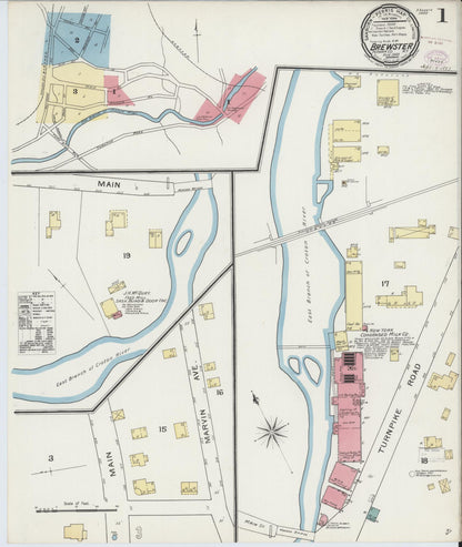 Sanborn Fire Insurance Map from Brewster, Putnam County, New York (1893), Sheet #0001 - Complete Map Set gallery image, historic Sanborn map, vintage wall art, New York New York