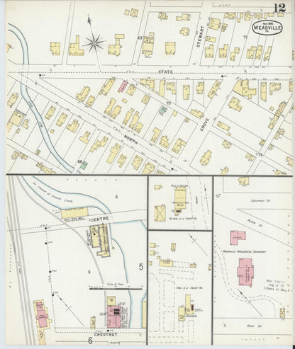 Sanborn Fire Insurance Map from Meadville, Crawford County, Pennsylvania (1896), Sheet #0012 - Complete Map Set gallery image, historic Sanborn map, vintage wall art, Pennsylvania Pennsylvania