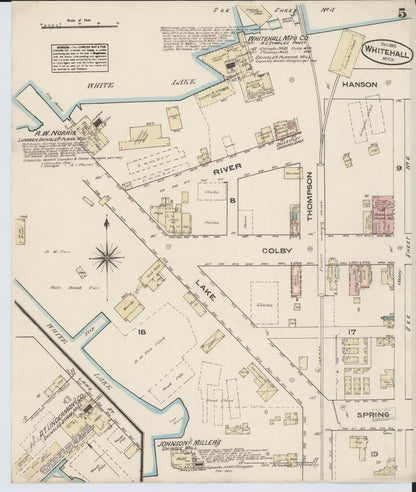 Sanborn Fire Insurance Map from Montague, Muskegon County, Michigan (1883), Sheet #0005 - Historic Sanborn Fire Insurance Map Print, vintage old map wall art, antique decor, genealogy gift, Michigan Michigan map