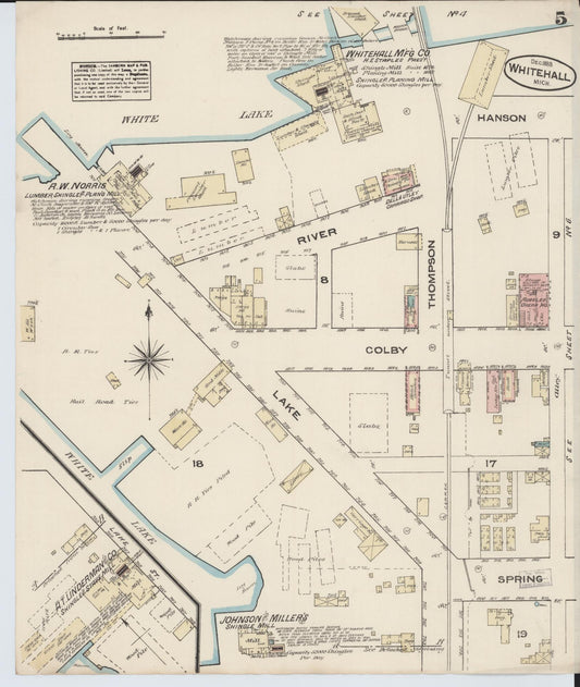 Sanborn Fire Insurance Map from Montague, Muskegon County, Michigan (1883), Sheet #0005 - Historic Sanborn Fire Insurance Map Print, vintage old map wall art, antique decor, genealogy gift, Michigan Michigan map
