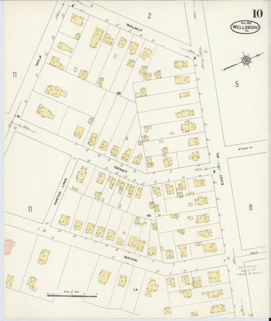 Sanborn Fire Insurance Map from Wellsboro, Tioga County, Pennsylvania (1910), Sheet #0010 - Historic Sanborn Fire Insurance Map Print, vintage old map wall art, antique decor, genealogy gift, Pennsylvania Pennsylvania map