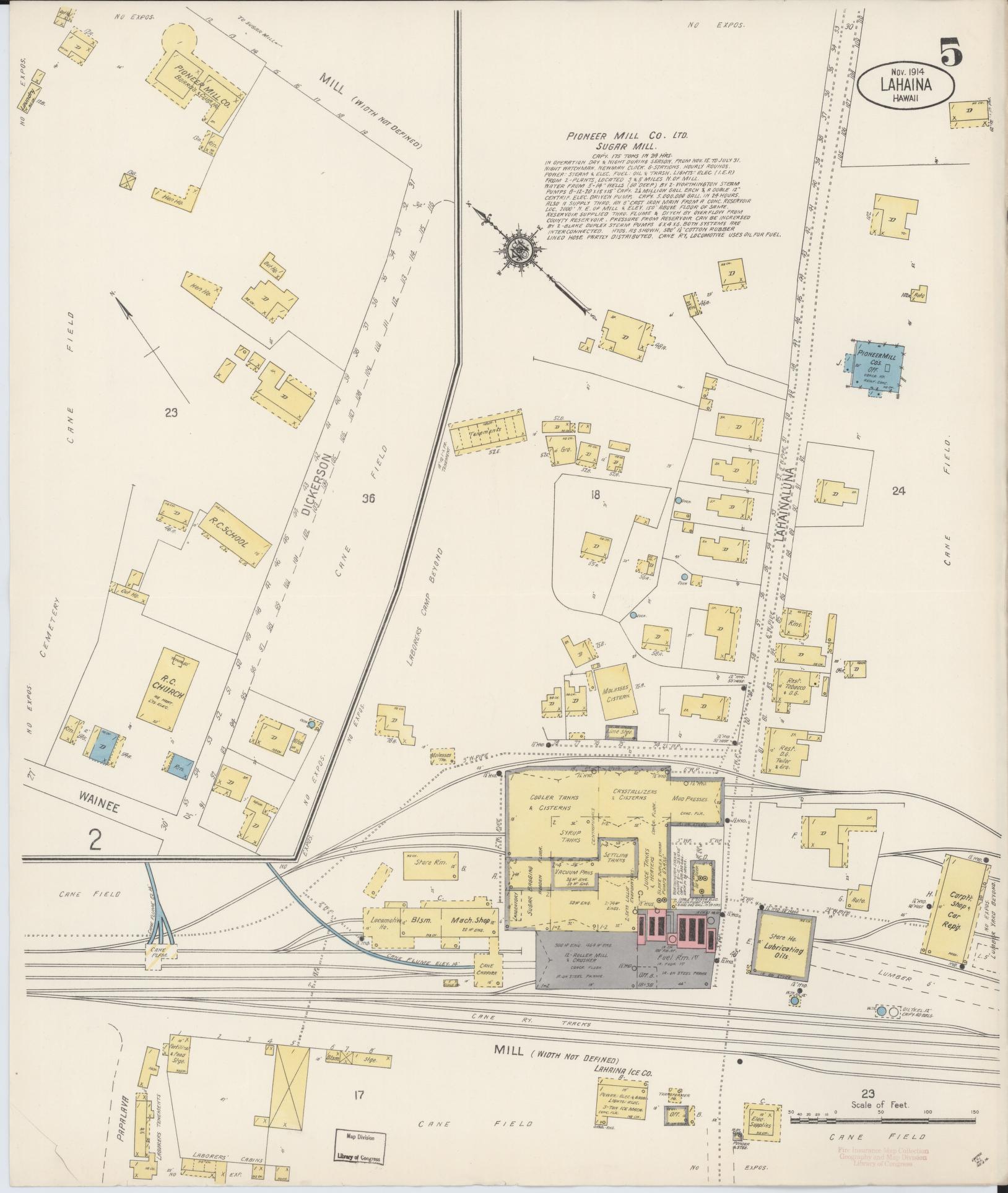 Sanborn Fire Insurance Map from Lahaina, Maui County, Hawaii (1914), Sheet #0005 - Complete Map Set gallery image, historic Sanborn map, vintage wall art, Hawaii Hawaii