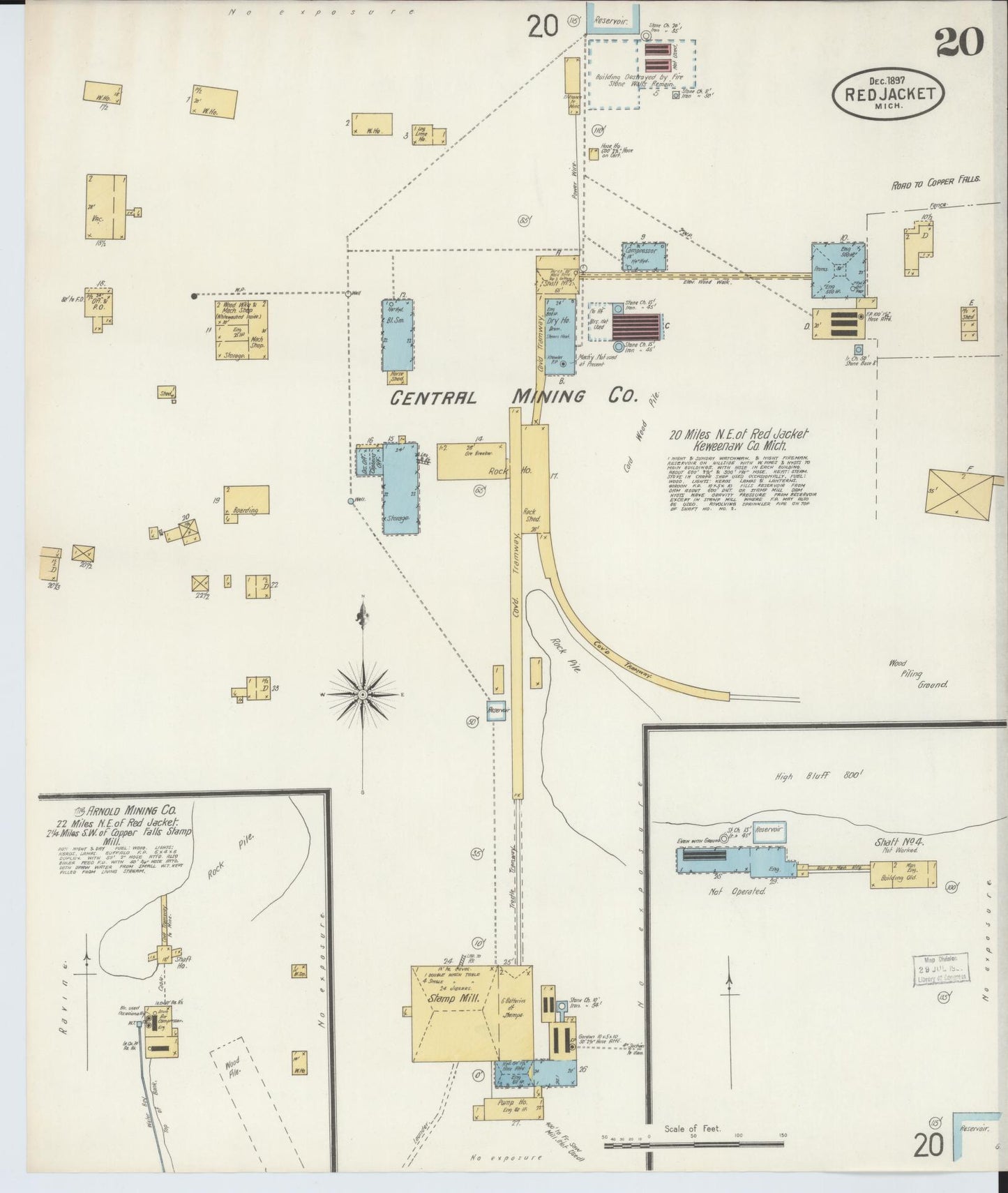 Sanborn Fire Insurance Map from Red Jacket, Houghton County, Michigan (1897), Sheet #0020 - Complete Map Set gallery image, historic Sanborn map, vintage wall art, Michigan Michigan