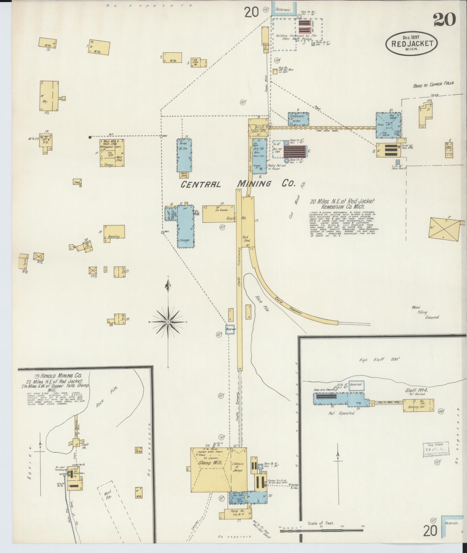 Sanborn Fire Insurance Map from Red Jacket, Houghton County, Michigan (1897), Sheet #0020 - Complete Map Set gallery image, historic Sanborn map, vintage wall art, Michigan Michigan
