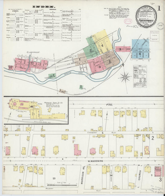 Sanborn Fire Insurance Map from Punxsutawney, Jefferson County, Pennsylvania (1896), Sheet #0001 - Historic Sanborn Fire Insurance Map Print, vintage old map wall art, antique decor, genealogy gift, Pennsylvania Pennsylvania map