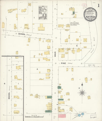 Sanborn Fire Insurance Map from Point Arena, Mendocino County, California (1894), Sheet #0001 - Complete Map Set gallery image, historic Sanborn map, vintage wall art, California California