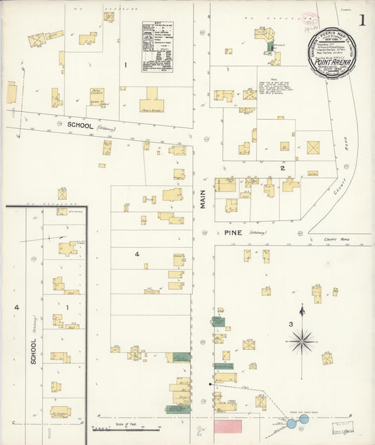 Sanborn Fire Insurance Map from Point Arena, Mendocino County, California (1894), Sheet #0001 - Complete Map Set gallery image, historic Sanborn map, vintage wall art, California California