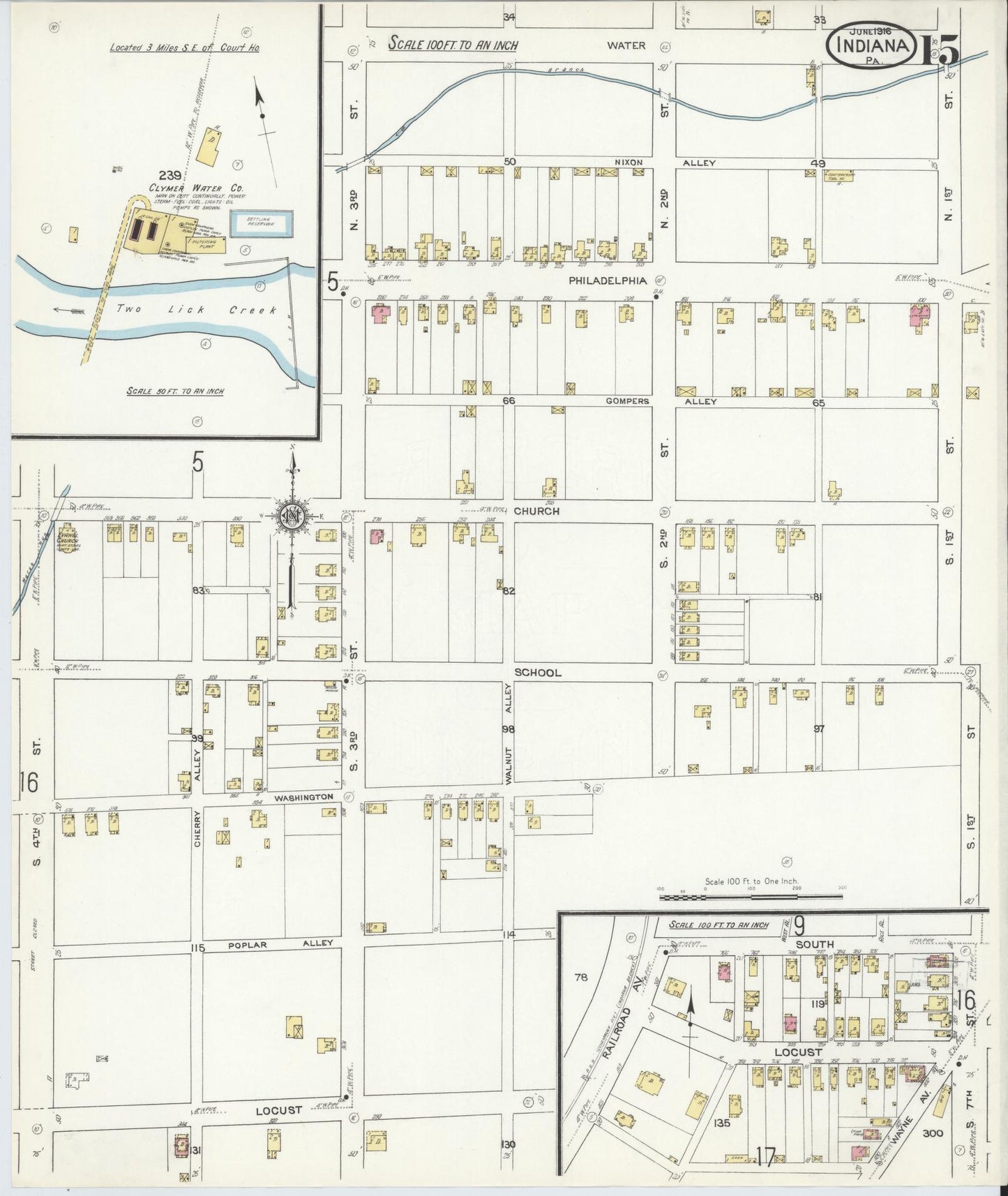Sanborn Fire Insurance Map from Indiana, Indiana County, Pennsylvania (1916), Sheet #0015 - Complete Map Set gallery image, historic Sanborn map, vintage wall art, Sanborn Fire Insurance Map from Indiana Indiana